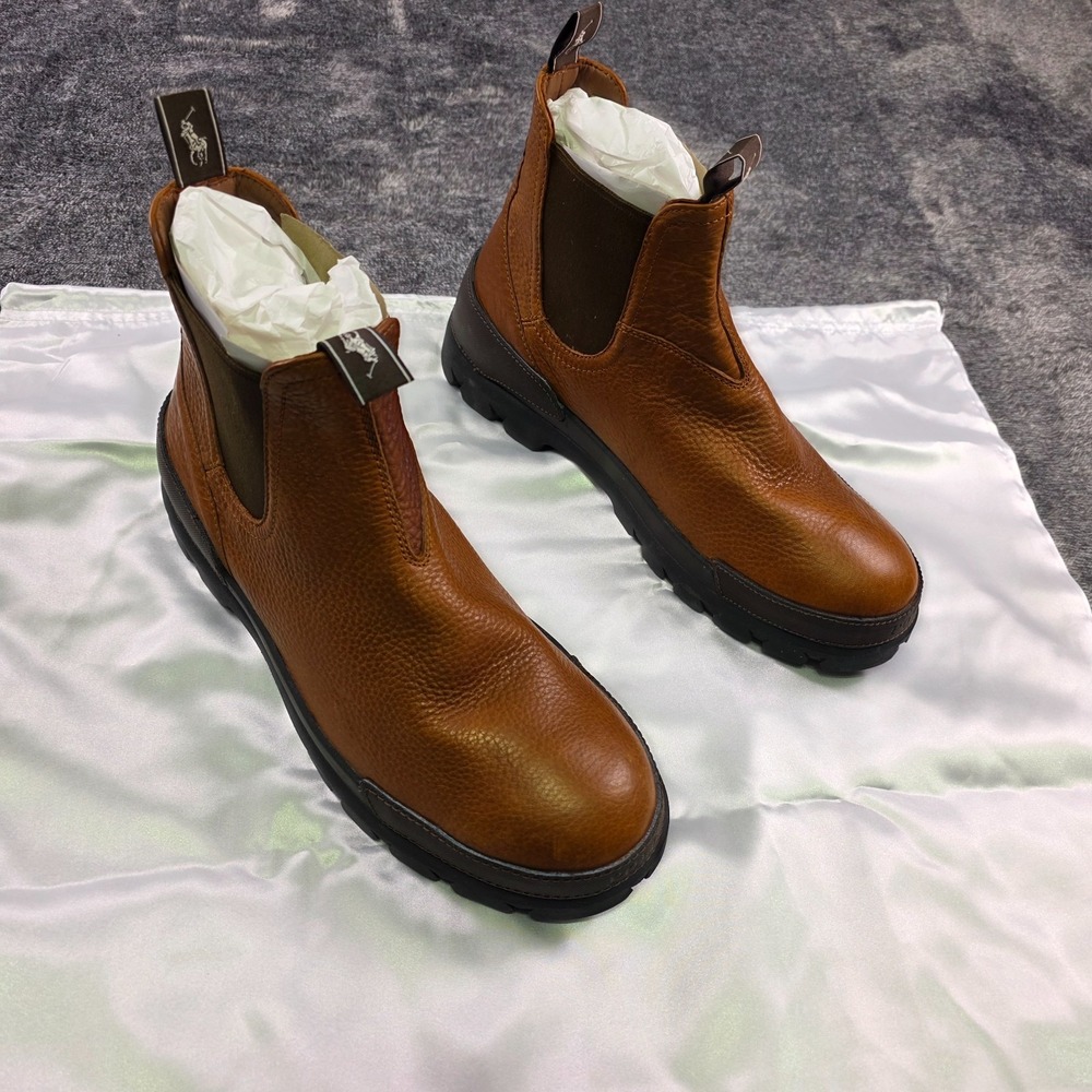 Polo Ralph Lauren Oslo Chelsea Boots Size 10 D Brown Leather Distressed
